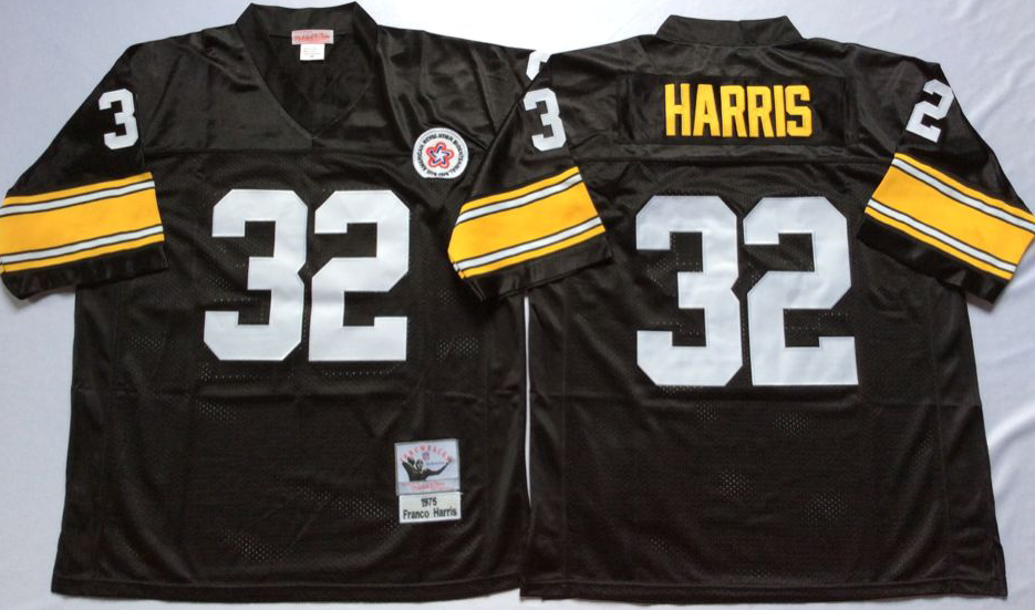 Men NFL Pittsburgh Steelers #32 Harris black Mitchell Ness jerseys->pittsburgh steelers->NFL Jersey
